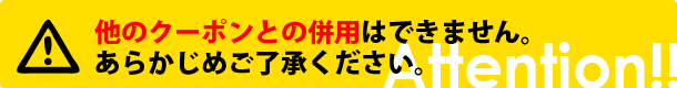 他のクーポンとの併用はできません。あらかじめご了承ください。